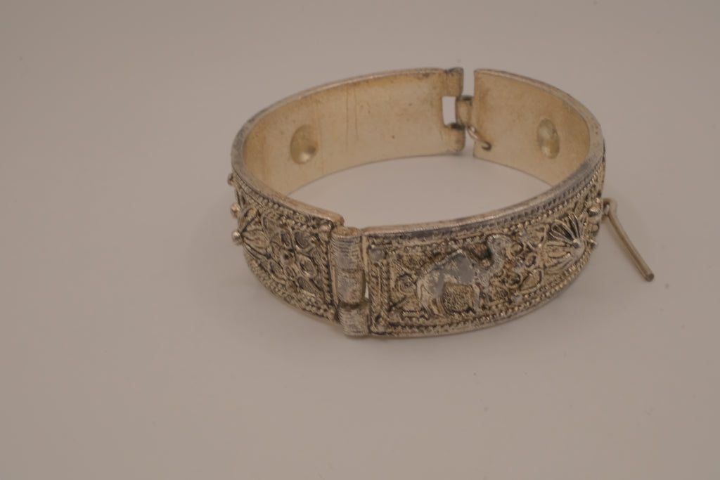 Vintage Hamsa Floral hinged cuff bracelet