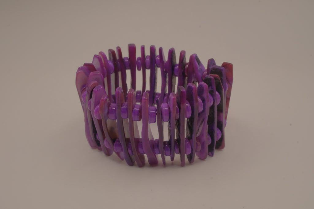 Purple chunky stretch panel cuff bracelet