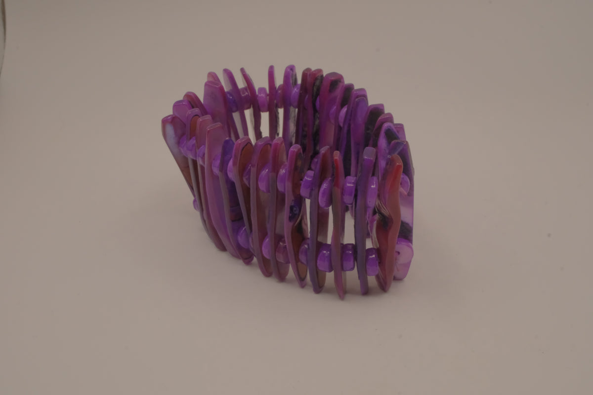 Purple chunky stretch panel cuff bracelet