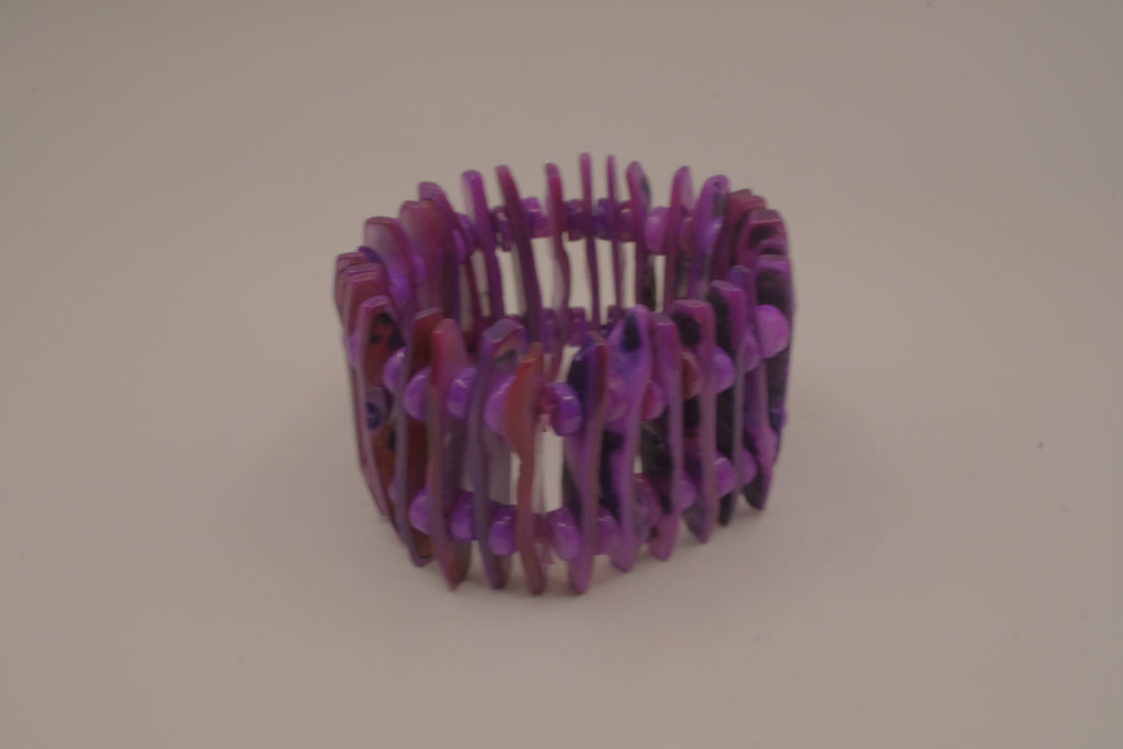 Purple chunky stretch panel cuff bracelet
