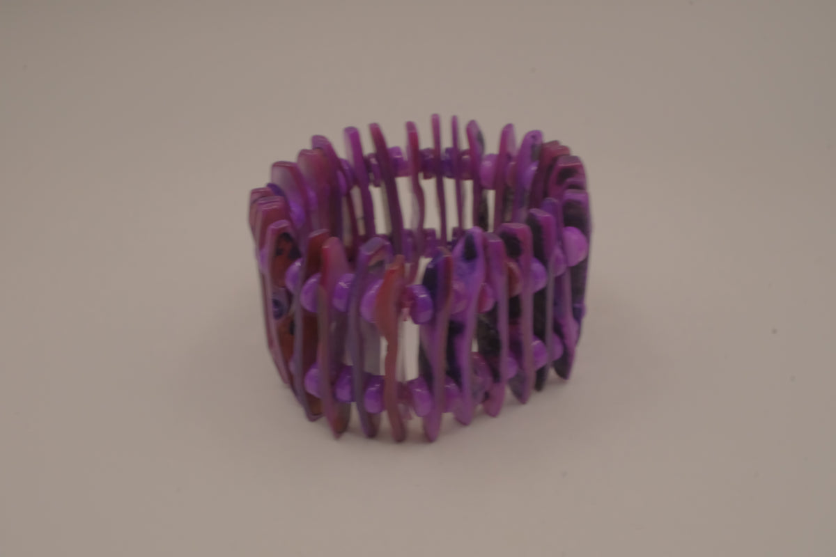Purple chunky stretch panel cuff bracelet