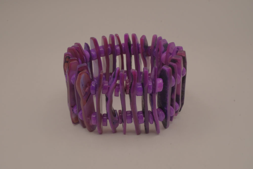 Purple chunky stretch panel cuff bracelet