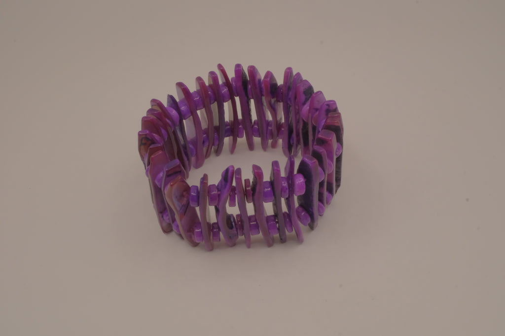 Purple chunky stretch panel cuff bracelet