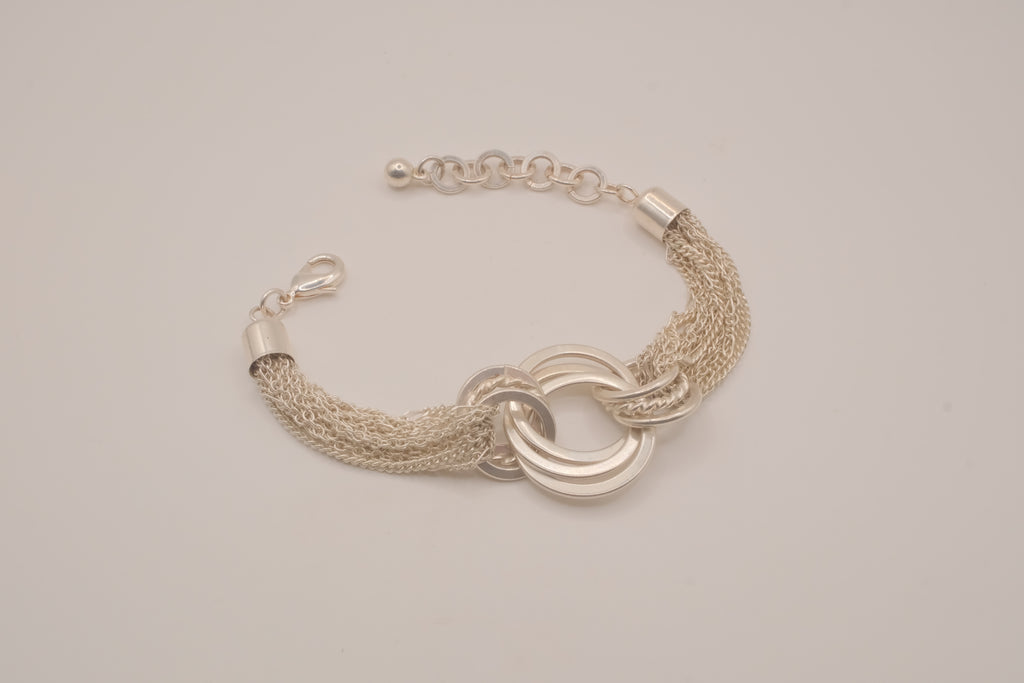 Silver tone multi-strand bracelet