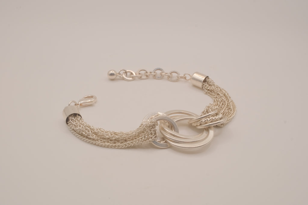 Silver tone multi-strand bracelet