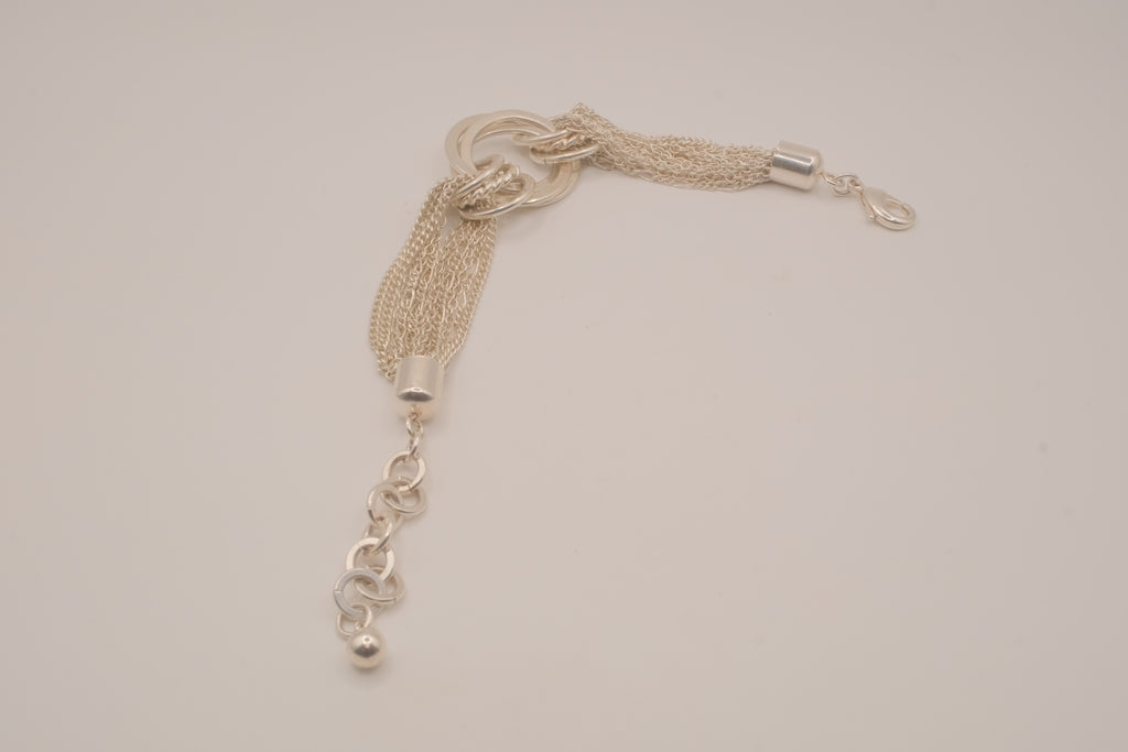 Silver tone multi-strand bracelet