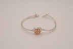 Two-tone snap-button flower cuff bangle