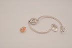 Two-tone snap-button flower cuff bangle