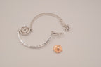Two-tone snap-button flower cuff bangle