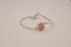 Two-tone snap-button flower cuff bangle
