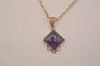Sterling silver Vintage square shaped Amethyst pendant necklace