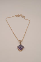 Sterling silver Vintage square shaped Amethyst pendant necklace