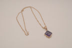 Sterling silver Vintage square shaped Amethyst pendant necklace