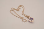 Sterling silver Vintage square shaped Amethyst pendant necklace