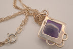 Sterling silver Vintage square shaped Amethyst pendant necklace
