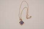 Sterling silver Vintage square shaped Amethyst pendant necklace