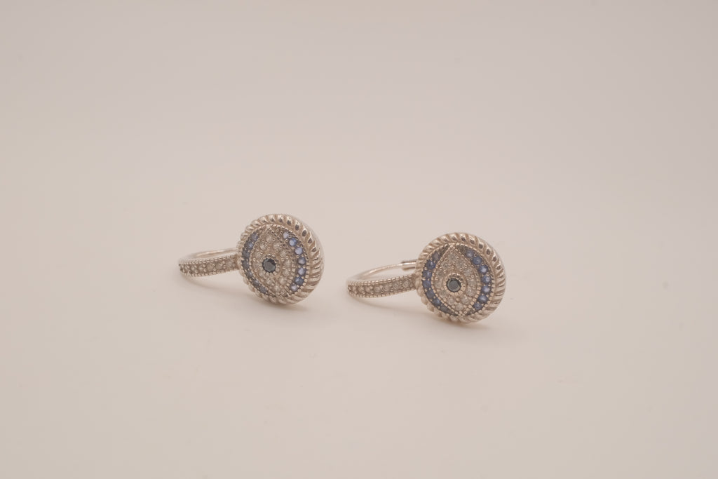 Sterling silver evil eye hoop earring
