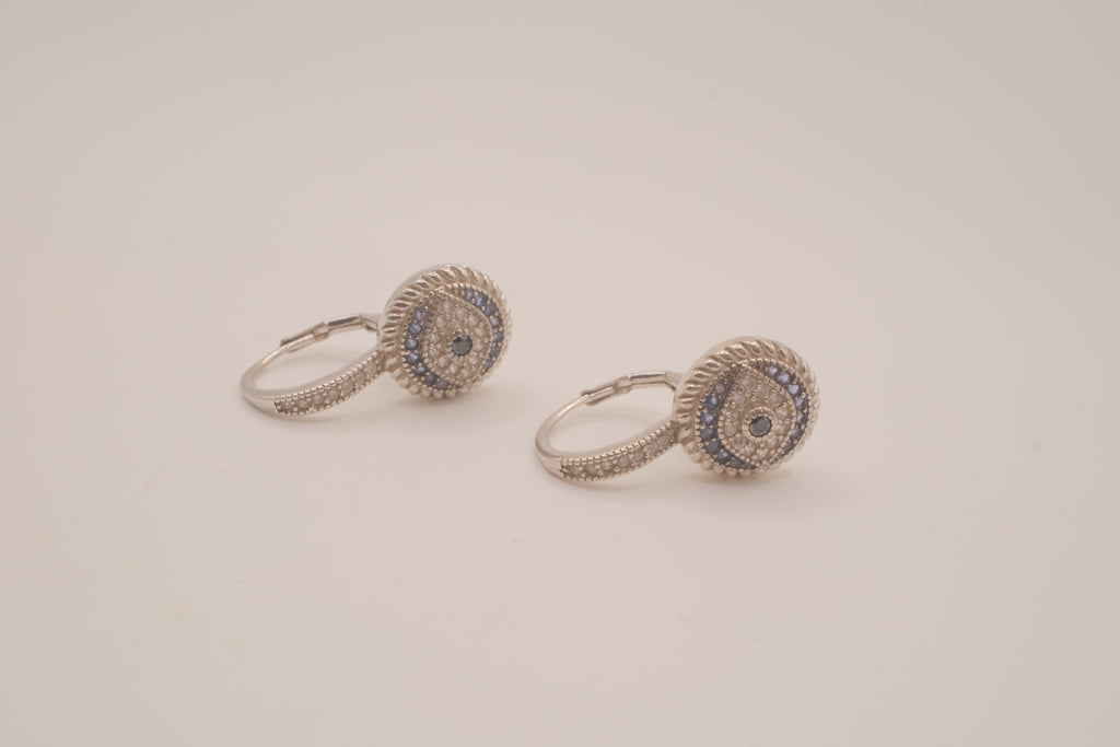Sterling silver evil eye hoop earring