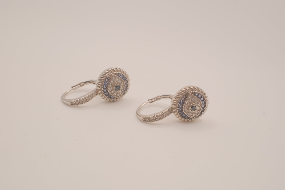 Sterling silver evil eye hoop earring