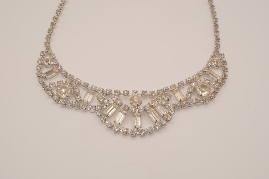 Vintage rhinestone collar bib necklace