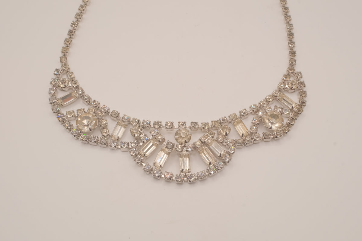 Vintage rhinestone collar bib necklace