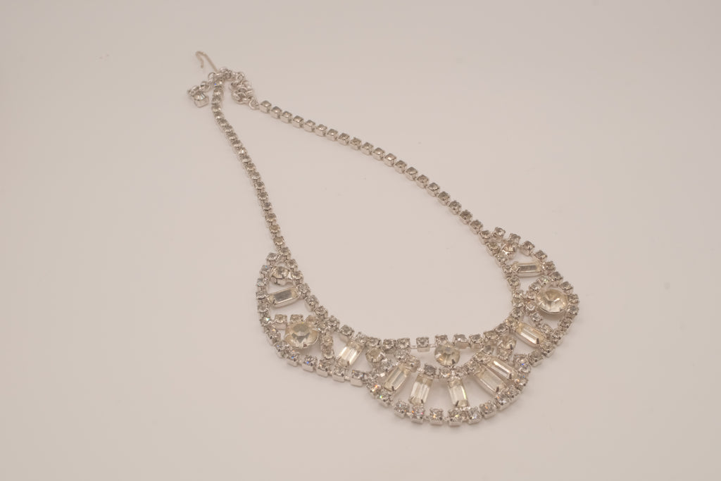 Vintage rhinestone collar bib necklace
