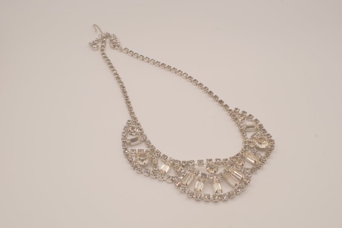 Vintage rhinestone collar bib necklace