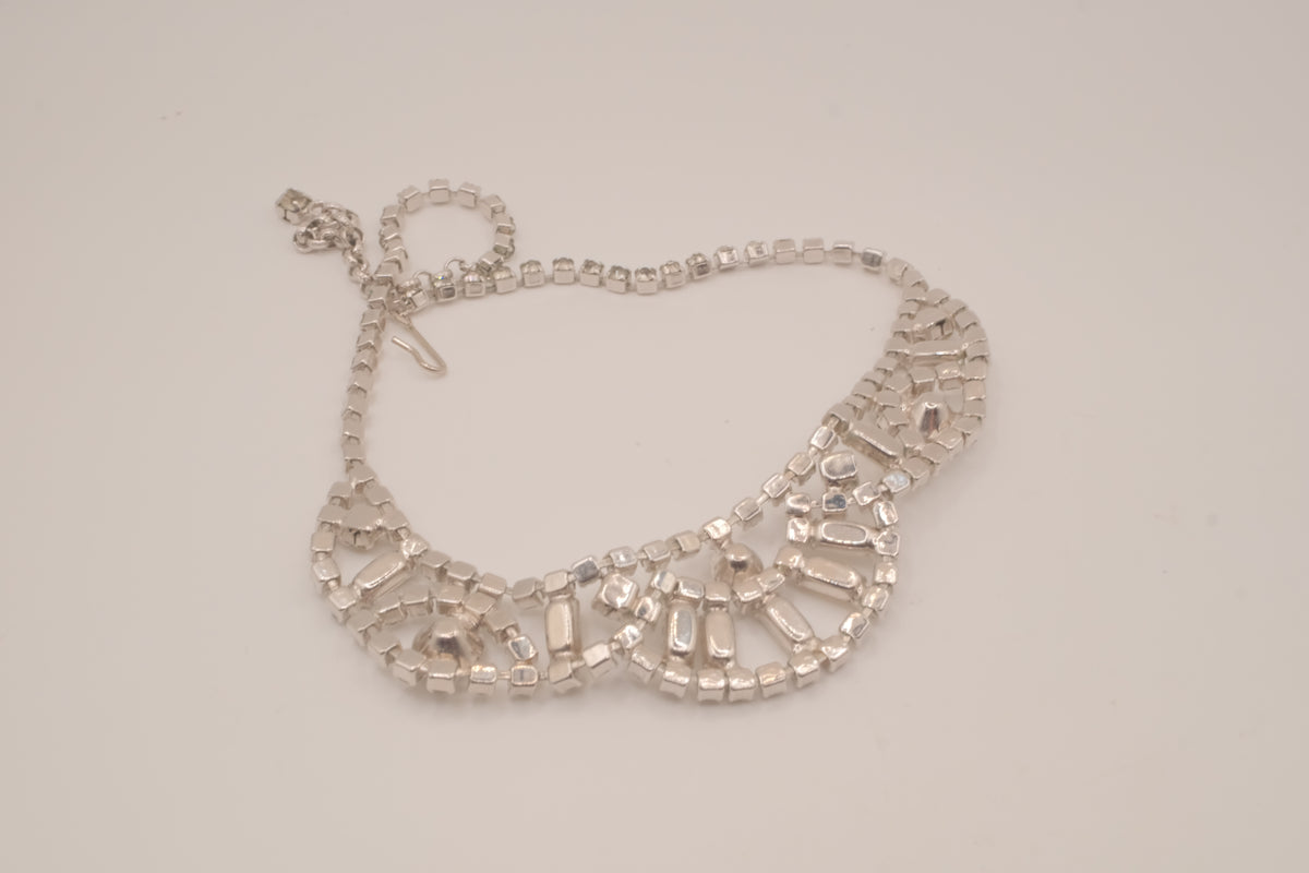 Vintage rhinestone collar bib necklace