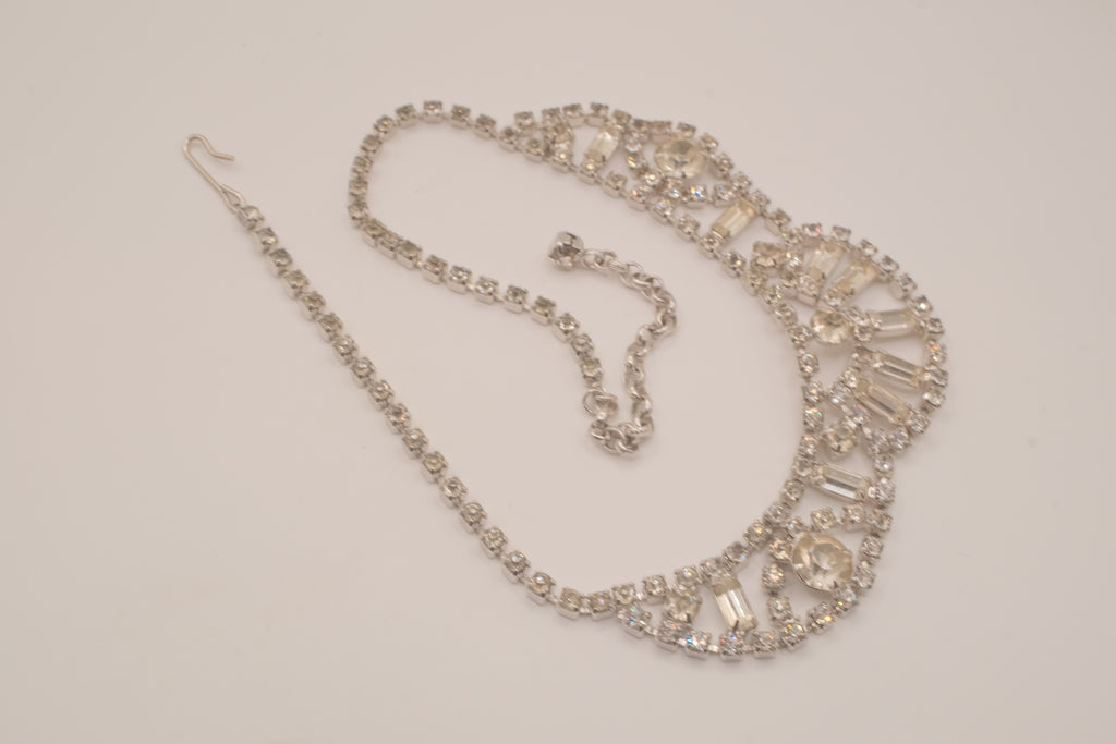 Vintage rhinestone collar bib necklace