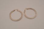 Sterling silver textured, flat-sided hoop earrings