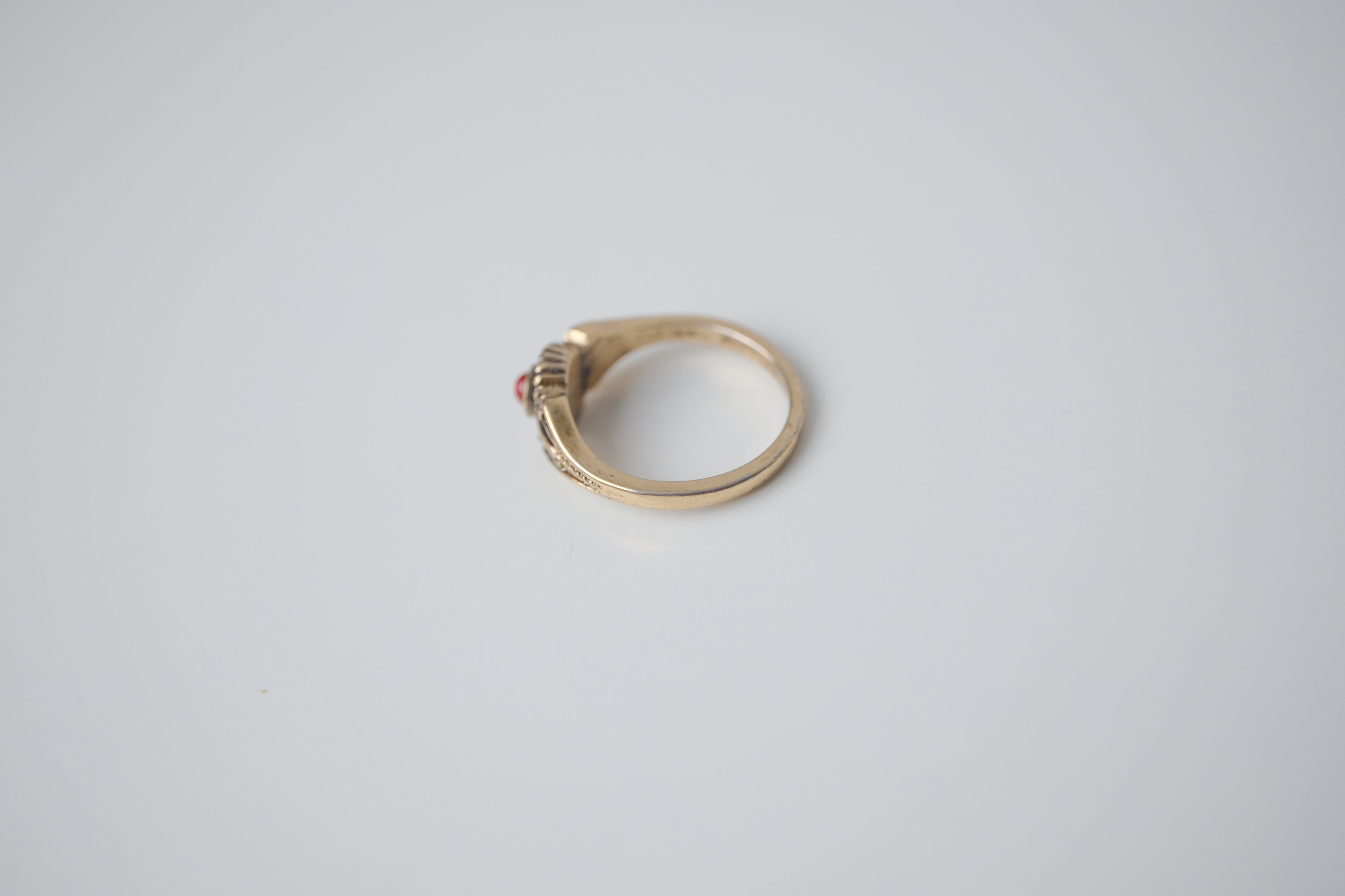 Vintage Red Coral Brass ring
