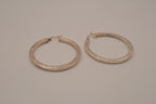 Sterling silver textured, flat-sided hoop earrings