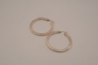 Sterling silver textured, flat-sided hoop earrings