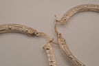 Sterling silver textured, flat-sided hoop earrings