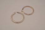 Sterling silver textured, flat-sided hoop earrings