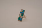 Southwestern-style sterling silver mosaic channel inlay ring