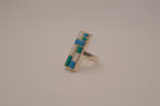 Southwestern-style sterling silver mosaic channel inlay ring