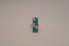 Southwestern-style sterling silver mosaic channel inlay ring