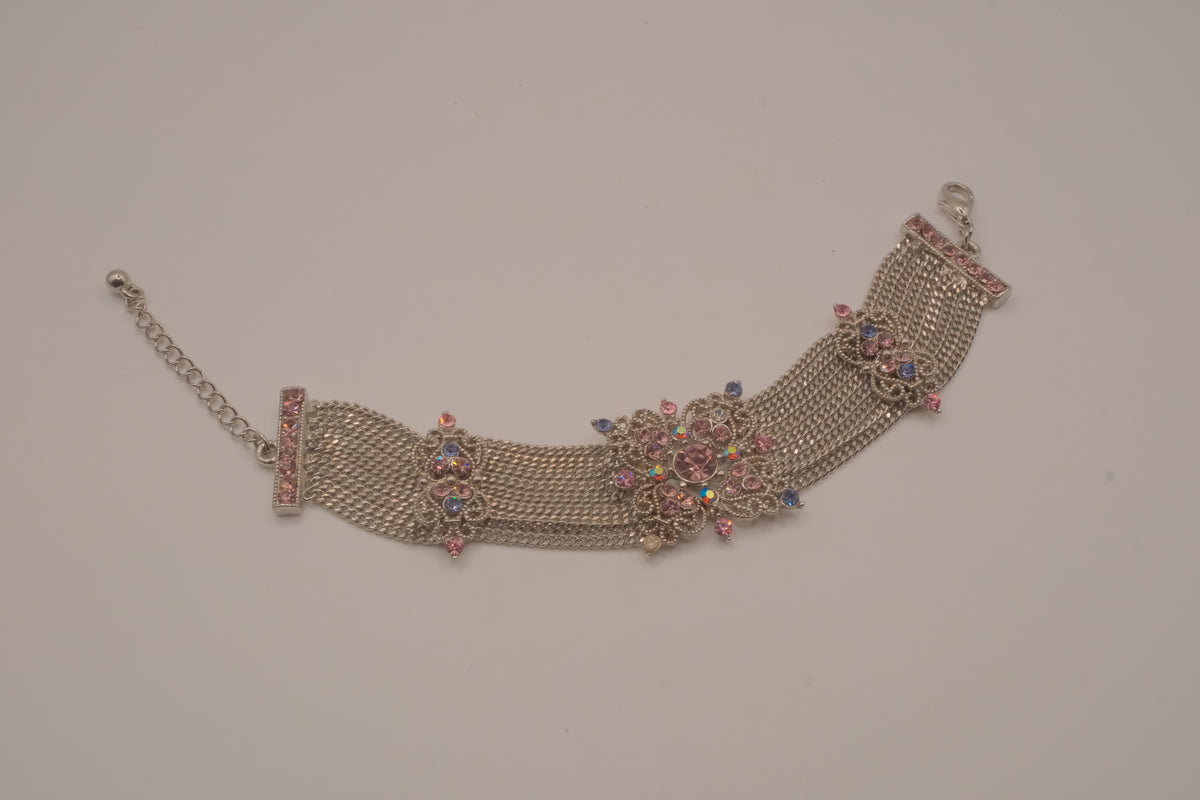 Vintage silver-tone multi-strand mesh bracelet