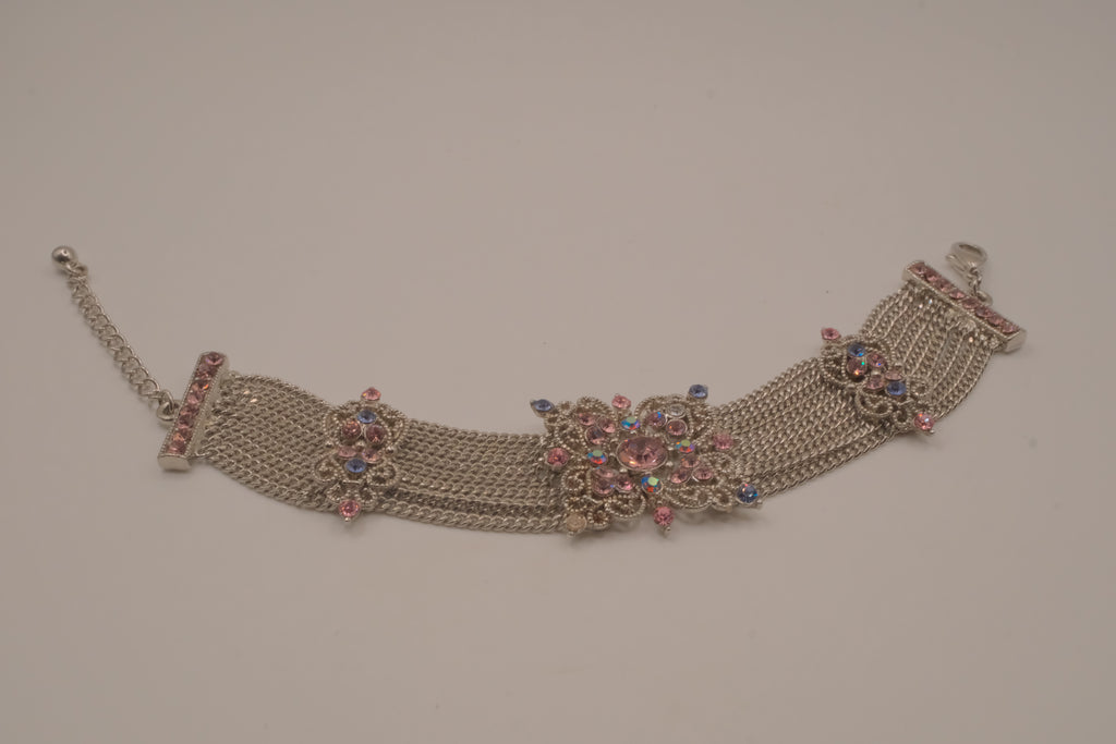 Vintage silver-tone multi-strand mesh bracelet
