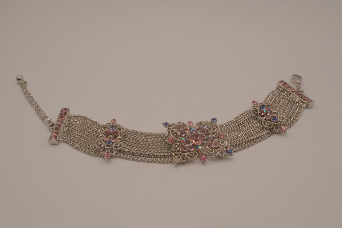 Vintage silver-tone multi-strand mesh bracelet