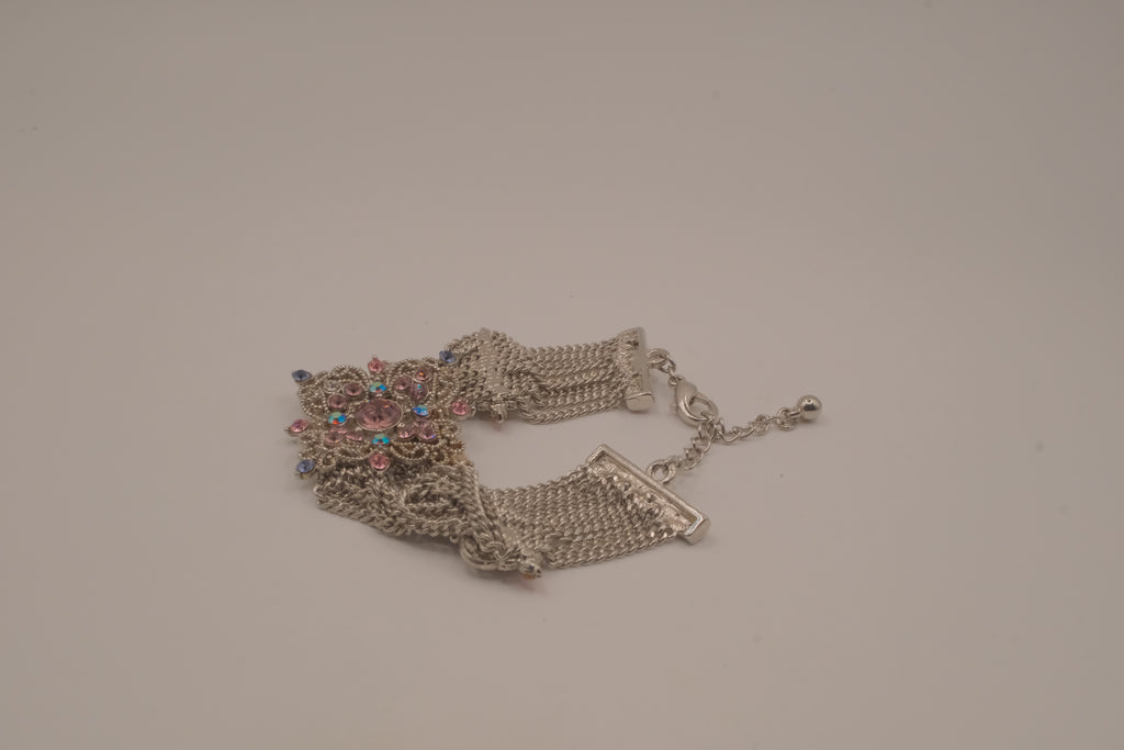 Vintage silver-tone multi-strand mesh bracelet
