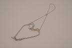 Silver tone white rhinestones hand chain
