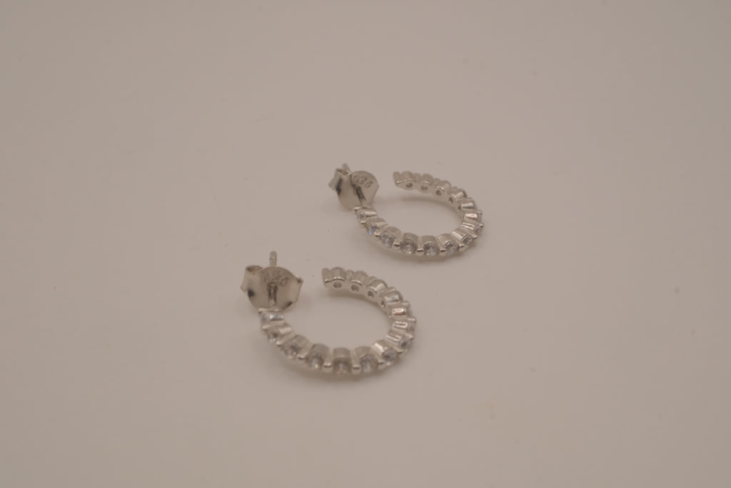 Sterling silver hoop earrings with sparking stones