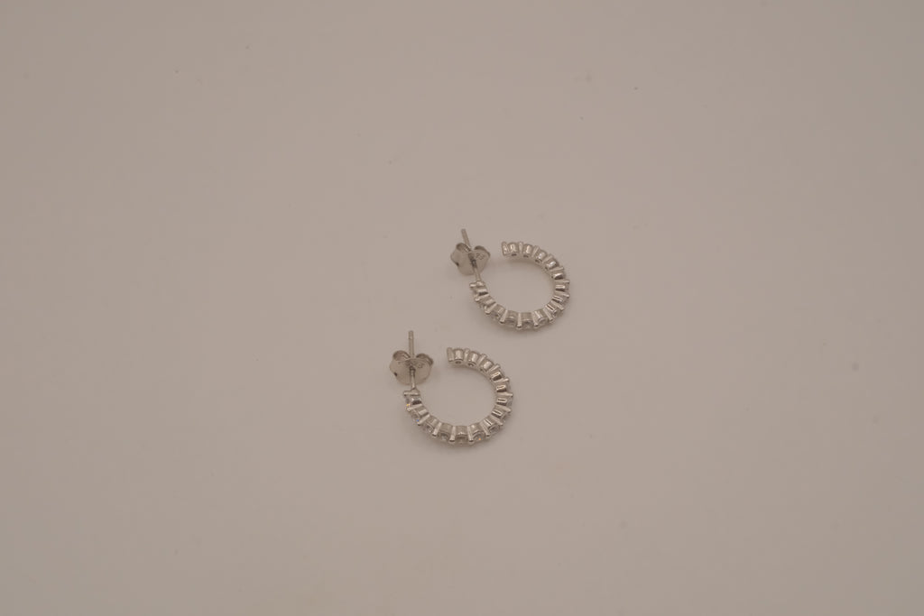 Sterling silver hoop earrings with sparking stones