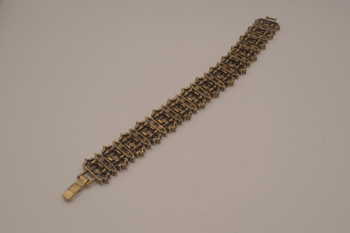 Vintage Liz Claiborne Moroccan-style enameled panel link bracelet