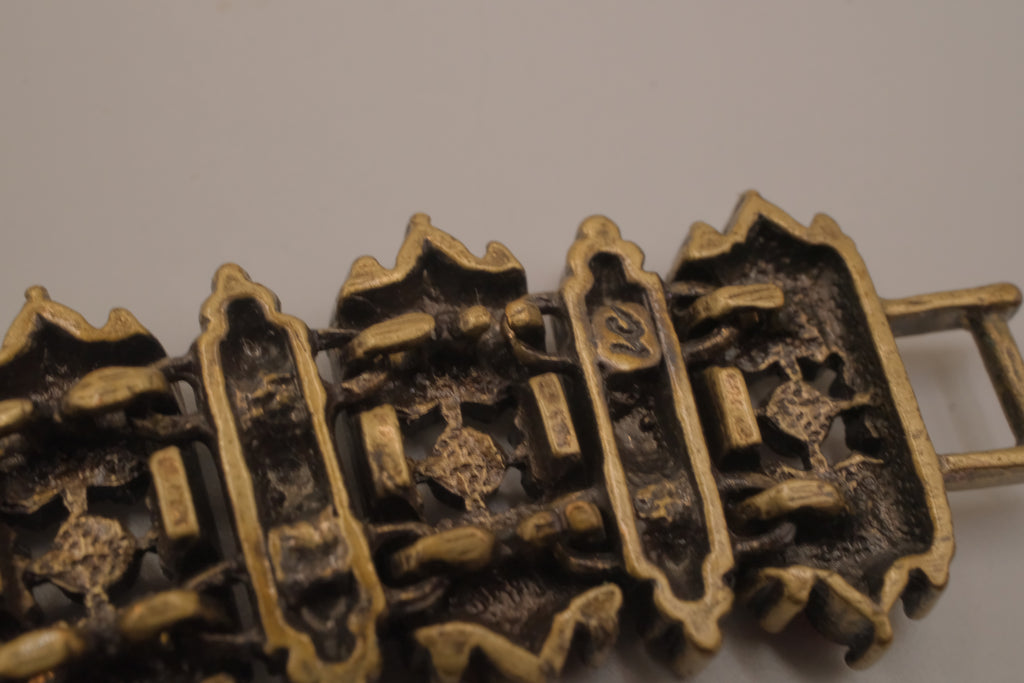 Vintage Liz Claiborne Moroccan-style enameled panel link bracelet