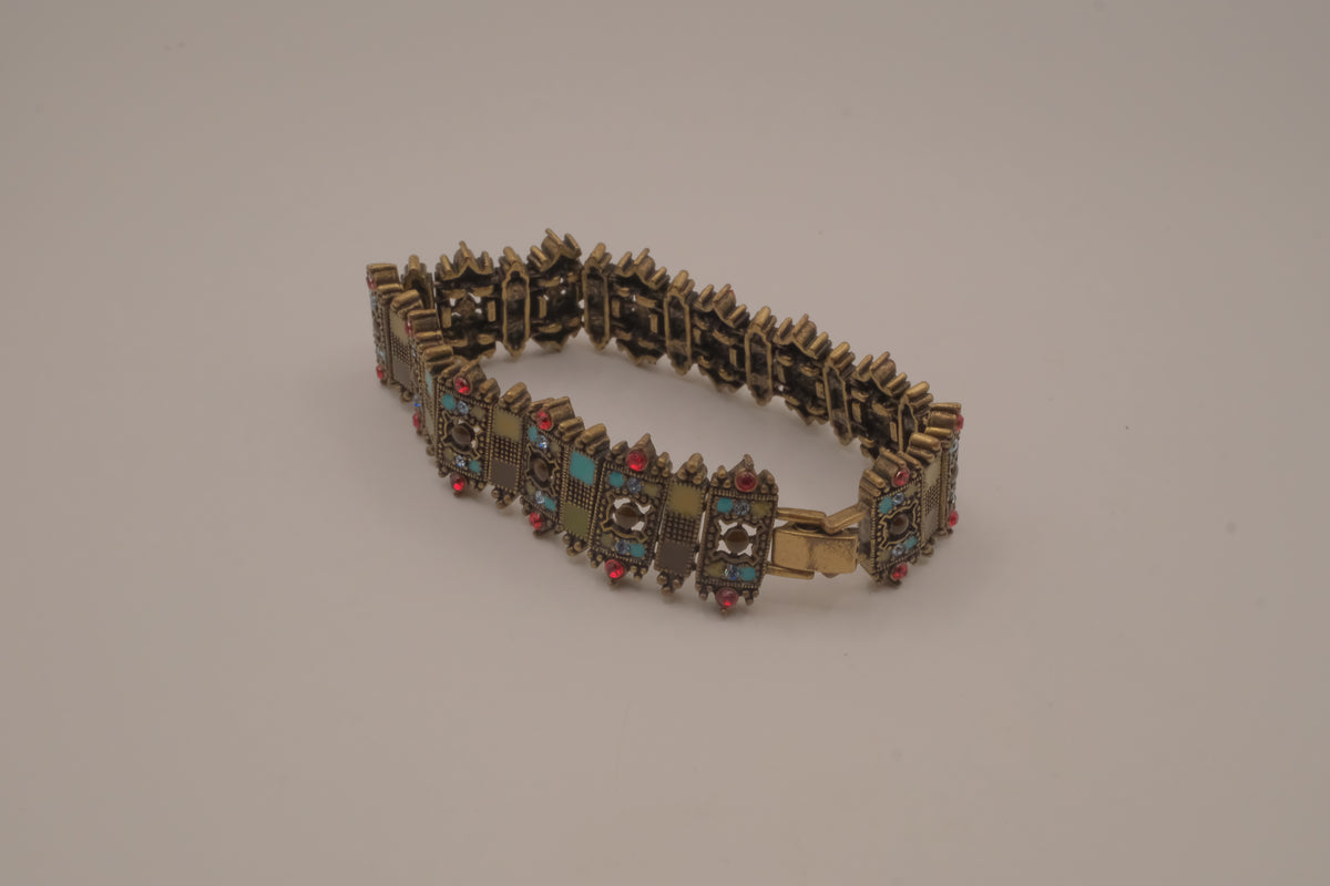Vintage Liz Claiborne Moroccan-style enameled panel link bracelet