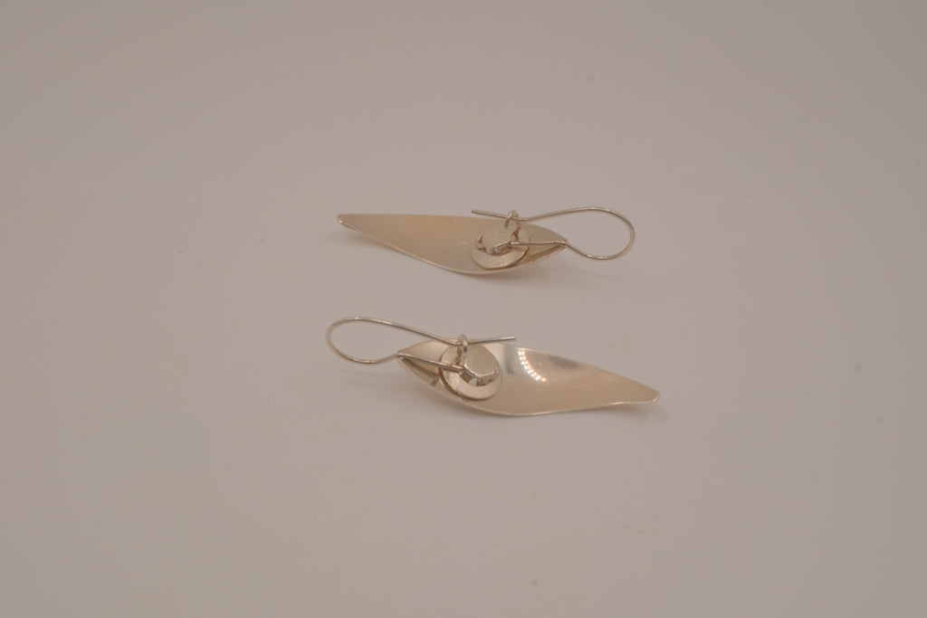 Sterling silver elongated leaf earrings