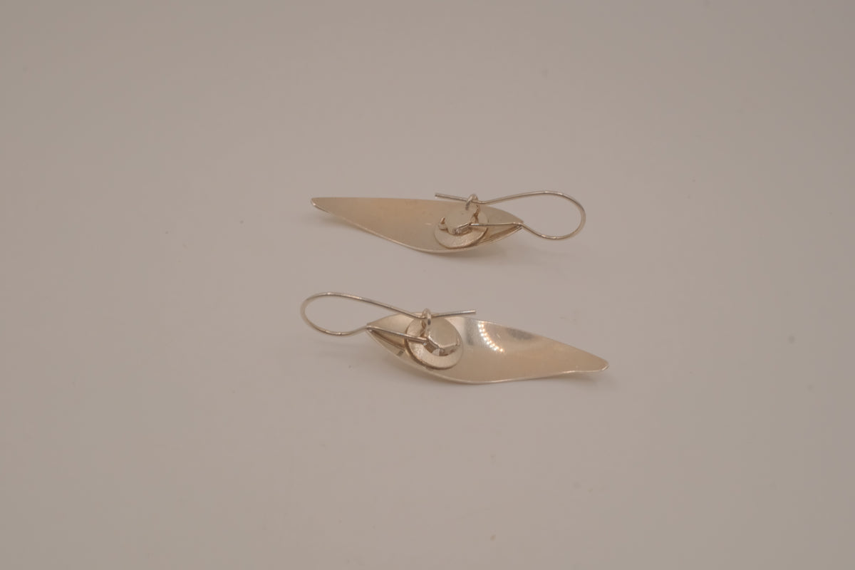 Sterling silver elongated leaf earrings
